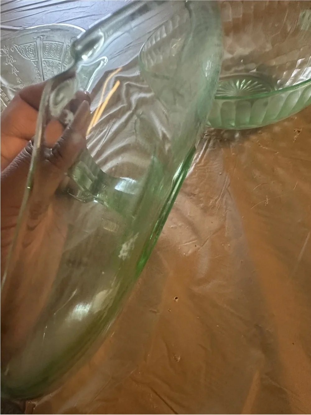 Vintage Uranium Mixed Set LOT of 3 glass bowl, candy dish, finger free shipping